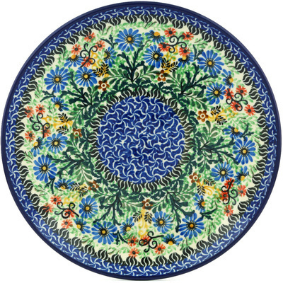 Polish Pottery Plate 10&quot; Sprouting Vines UNIKAT