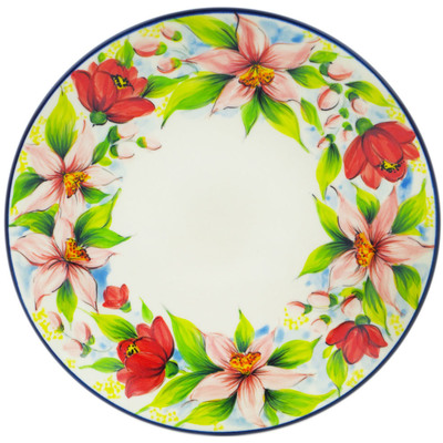 Polish Pottery Plate 10&quot; Star Flower Ring UNIKAT