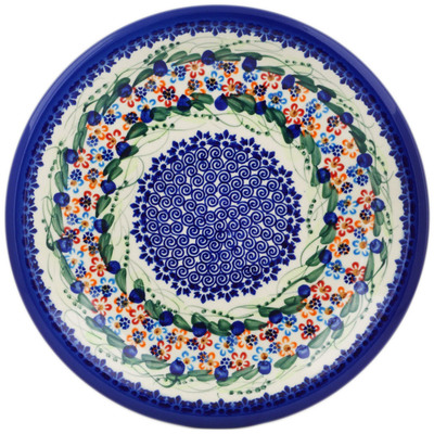 Polish Pottery Plate 10&quot; Starburst Garland UNIKAT