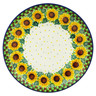 Polish Pottery Plate 10&quot; Summer Sunflower UNIKAT