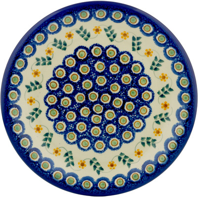 Polish Pottery Plate 10&quot; Sunflower Peacock