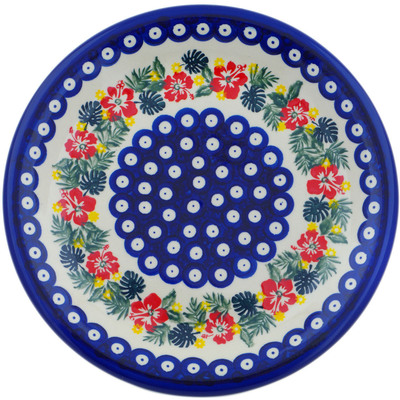 Polish Pottery Plate 10&quot; Tropical Peacock UNIKAT
