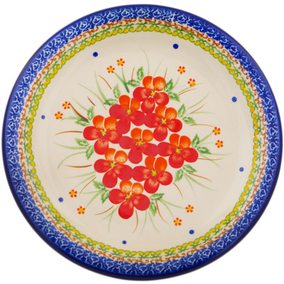 Polish Pottery Plate 10&quot; Vermilion Clusters