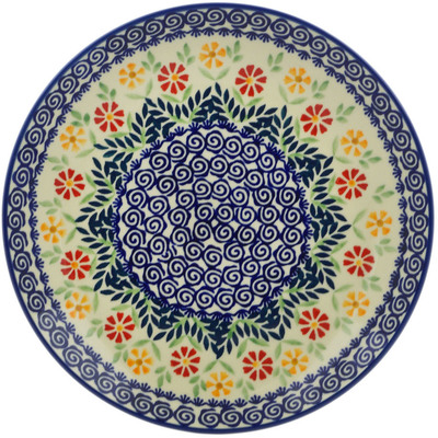 Polish Pottery Plate 10&quot; Wave Of Flowers