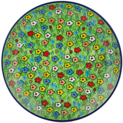 Polish Pottery Plate 10&quot; Whimsical Garden UNIKAT