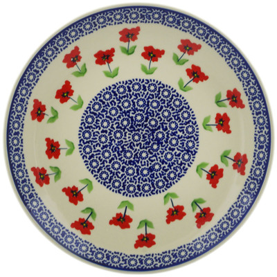 Polish Pottery Plate 10&quot; Wind-blown Poppies