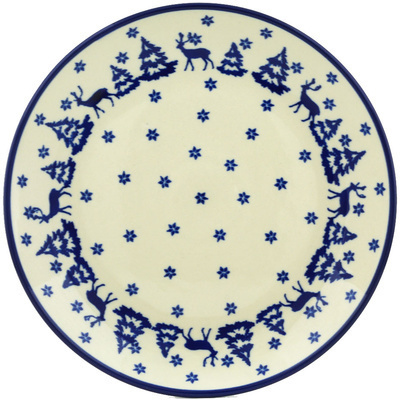Polish Pottery Plate 10&quot; Winter Deer