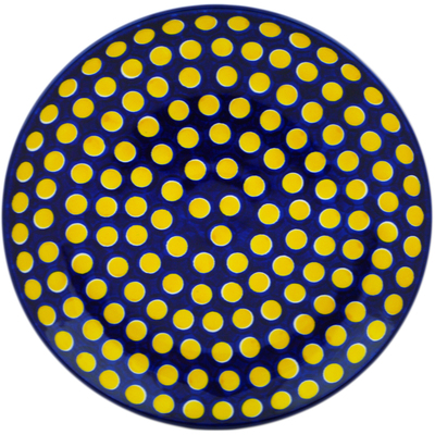Polish Pottery Plate 10" Yellow Dots