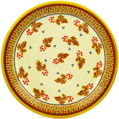 Polish Pottery Plate 11&quot; Autumn Leaves