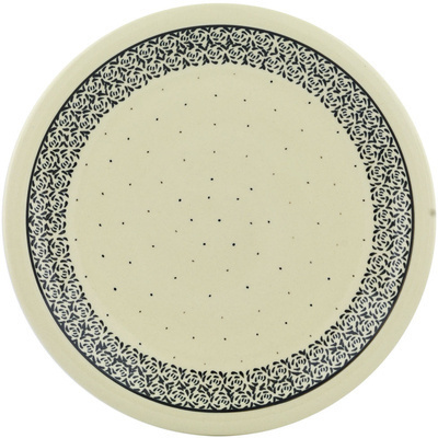 Polish Pottery Plate 11" Black Rose Tips