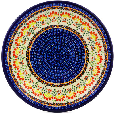 Polish Pottery Plate 11&quot; Blooming Red