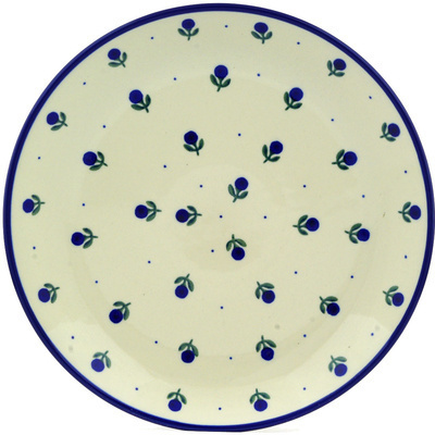 Polish Pottery Plate 11&quot; Blue Buds