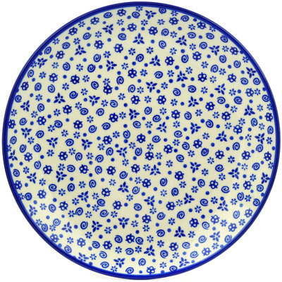 Polish Pottery Plate 11&quot; Blue Confetti