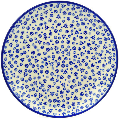 Polish Pottery Plate 11" Blue Confetti