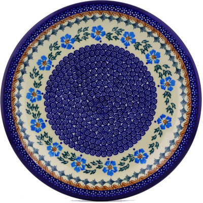 Polish Pottery Plate 11&quot; Blue Cornflower