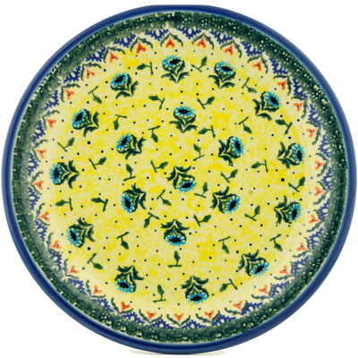 Polish Pottery Plate 11&quot; Blue Dahlia