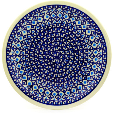 Polish Pottery Plate 11&quot; Blue Diamond