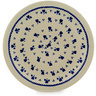 Polish Pottery Plate 11&quot; Blue Heart Trio