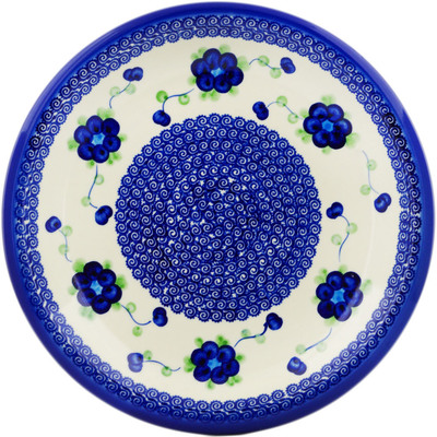 Polish Pottery Plate 11&quot; Blue Poppies