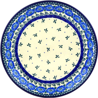 Polish Pottery Plate 11&quot; Blue Poppy Chain