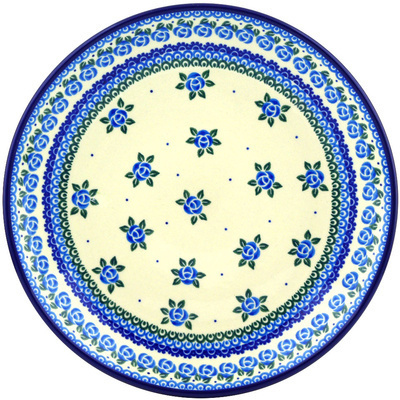 Polish Pottery Plate 11&quot; Bluebuds