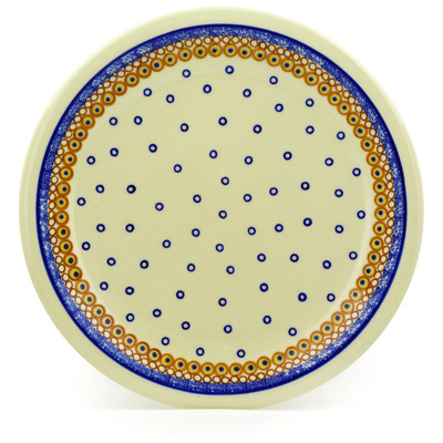 Polish Pottery Plate 11&quot; Brown Bubbles