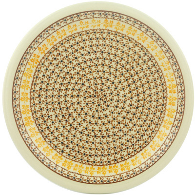 Polish Pottery Plate 11" Brown Daisy Delight