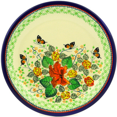 Polish Pottery Plate 11&quot; Butterfly Meadow UNIKAT