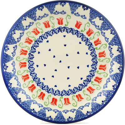 Polish Pottery Plate 11&quot; Butterfly Tulips