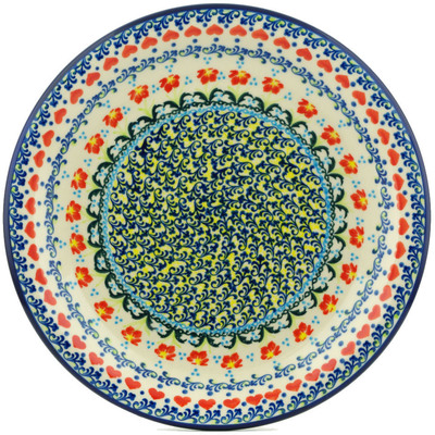 Polish Pottery Plate 11&quot; Circle Of Hearts