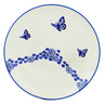 Polish Pottery Plate 11&quot; Cobalt Butterfly