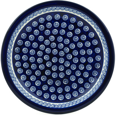 Polish Pottery Plate 11&quot; Cobalt Swirl