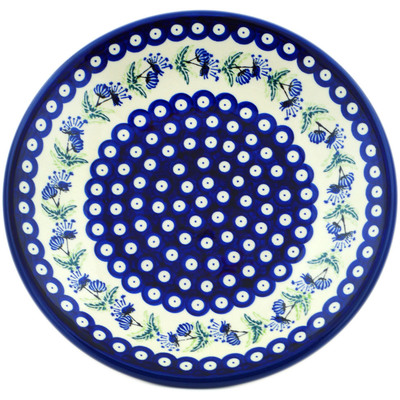 Polish Pottery Plate 11&quot; Cornflower Blue Eyes