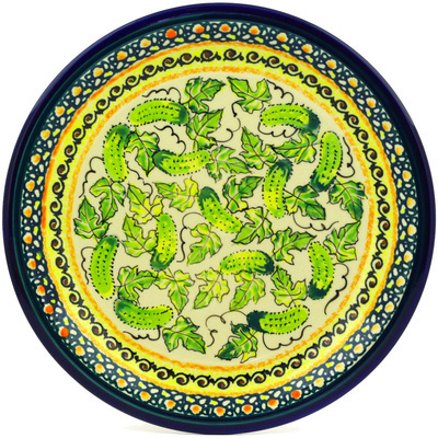 Polish Pottery Plate 11&quot; Cucumber Patch