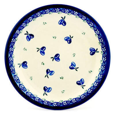 Polish Pottery Plate 11&quot; Dancing Blueberries