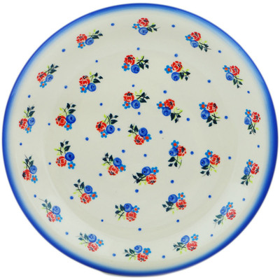 Polish Pottery Plate 11&quot; Dancing Flowers UNIKAT