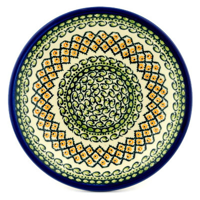 Polish Pottery Plate 11" Diamond Peacock