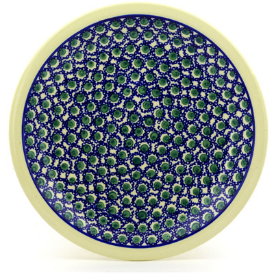 Polish Pottery Plate 11&quot; Emerald Peacock Eyes