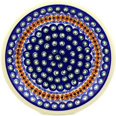 Polish Pottery Plate 11" Eyes Of The Peacock