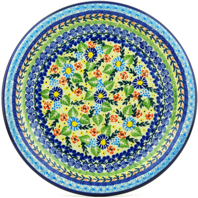 Polish Pottery Plate 11&quot; Flor-de-lis UNIKAT