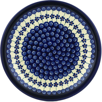 Polish Pottery Plate 11&quot; Flowering Peacock