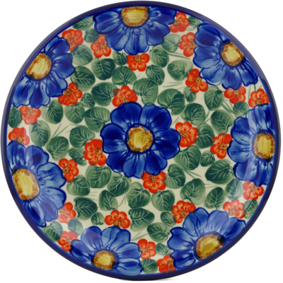 Polish Pottery Plate 11&quot; Flowers In Bloom UNIKAT