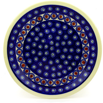 Polish Pottery Plate 11&quot; Flowery Americana