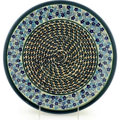 Polish Pottery Plate 11&quot; Forget Me Not Basket UNIKAT