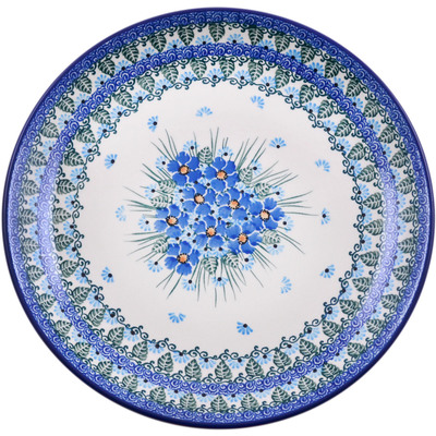 Polish Pottery Plate 11&quot; Forget Me Not UNIKAT