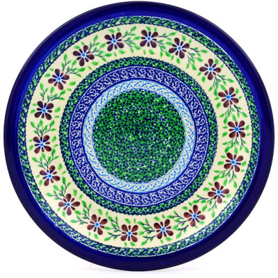 Polish Pottery Plate 11&quot; Gingham Garden