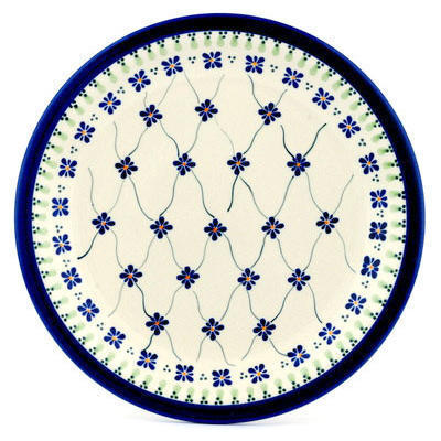 Polish Pottery Plate 11" Gingham Trellis