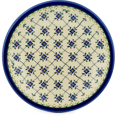Polish Pottery Plate 11&quot; Gingham Trellis