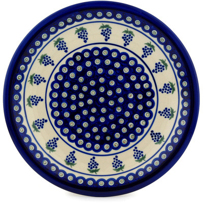 Polish Pottery Plate 11&quot; Grape Peacock