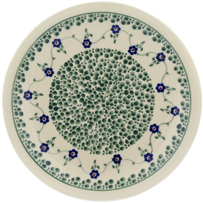 Polish Pottery Plate 11&quot; Green Bubbles